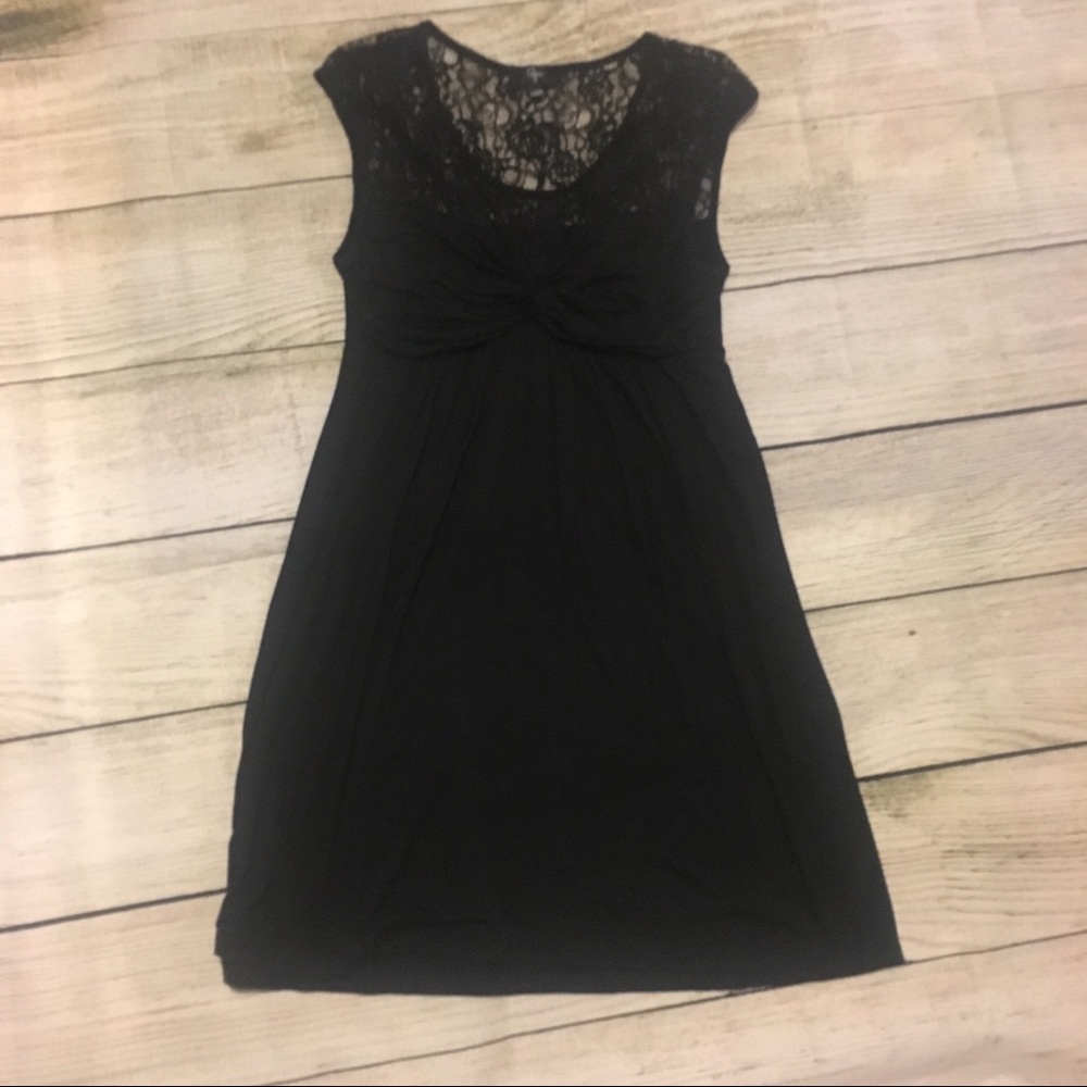Aqua Brand Little Black Dress with Lace Accents